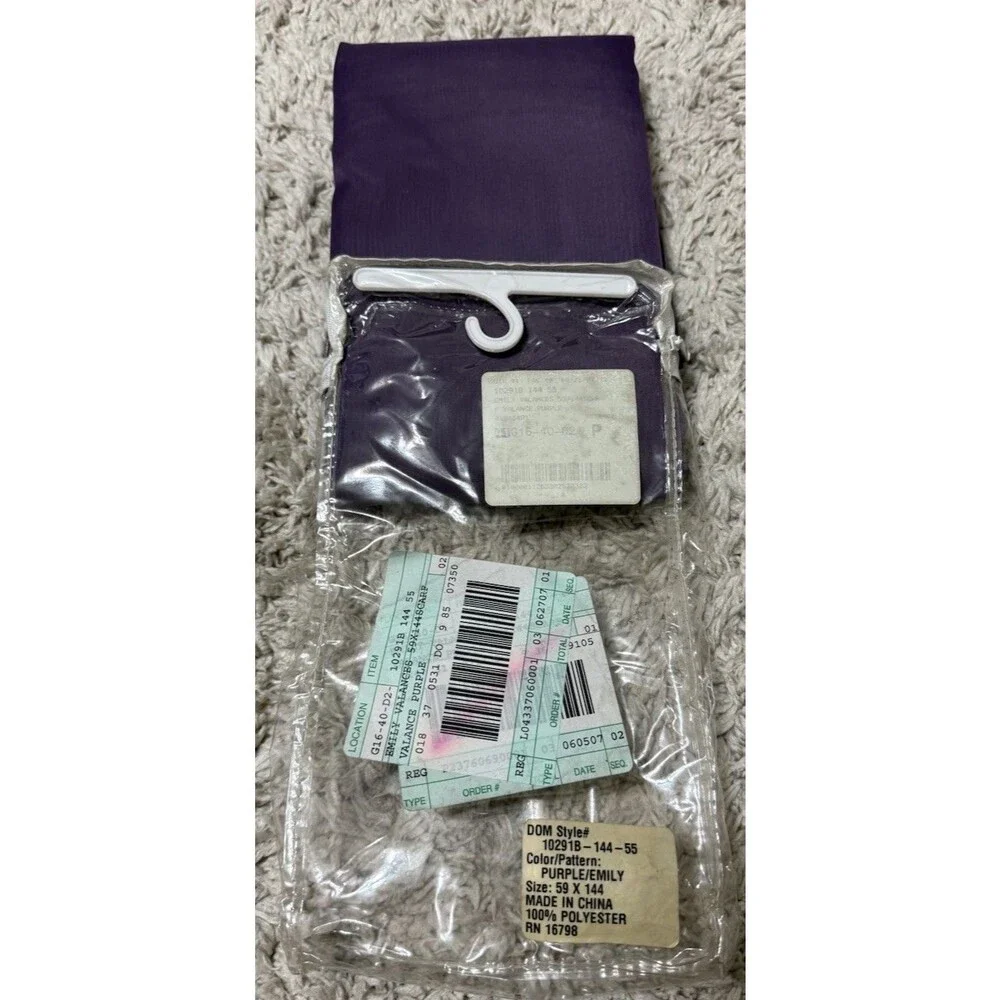 Purple “Emily”  Window Scarf Valance Topper Curtain New In Package 59x144 Sheer